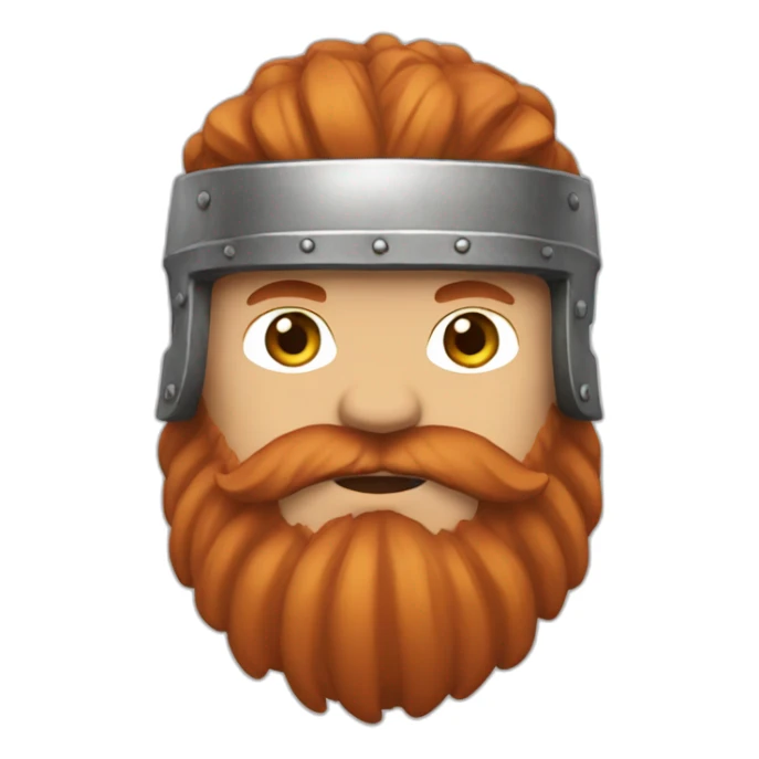 male viking with a reddish beard streaked with white helmet no horns sticker