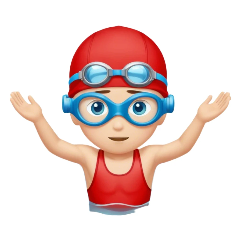 Boy Swimmer in a red swim and goggles cap with blue eyes  sticker