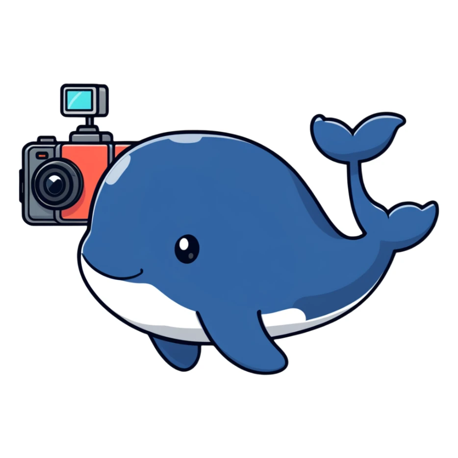 Whale holding a camera up taking a photo sticker