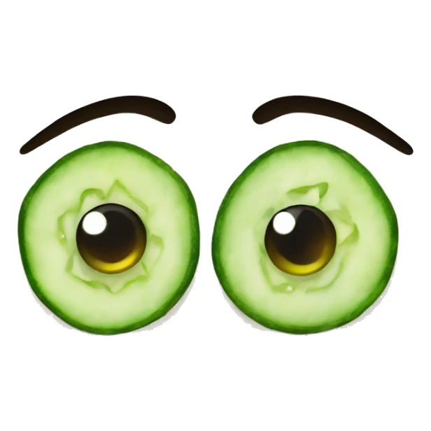face with cucumber slices on eyes sticker
