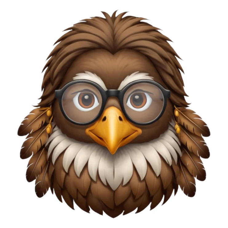 long hair bird with glasses sticker
