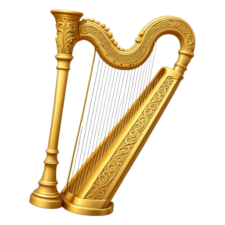 Irish carved golden harp sticker