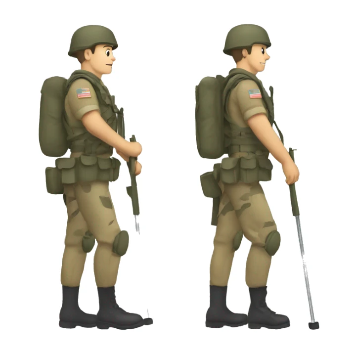 a soldier with bad legs on crutches sticker