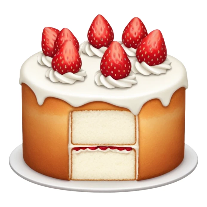 whole white cake with strawberry slices on top sticker