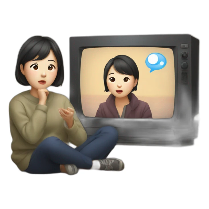 Kim Min-jeong watching television sticker