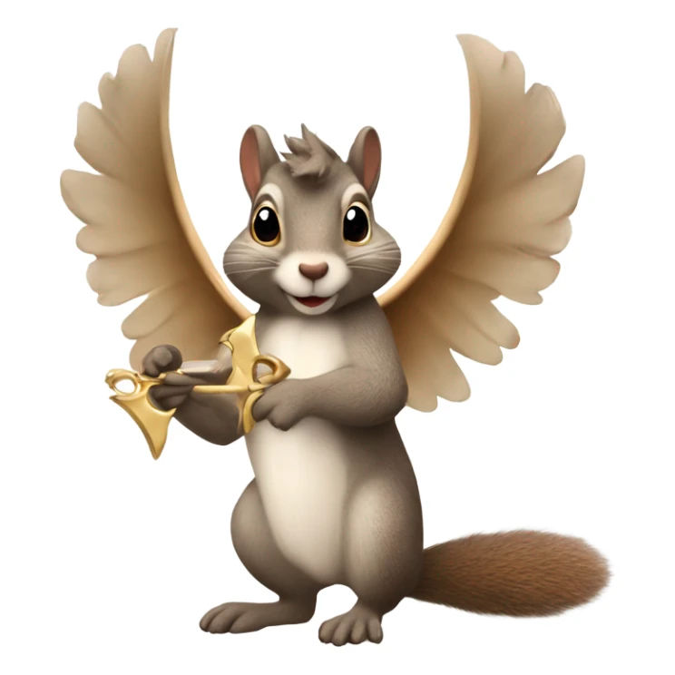 Squirrel with angel wings holding Cupid‘s arrow ￼ sticker