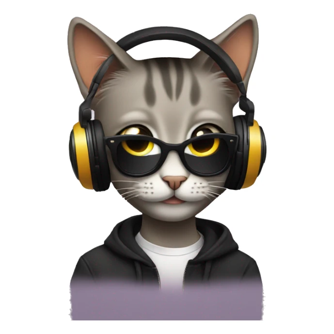 cat dj at the club sticker