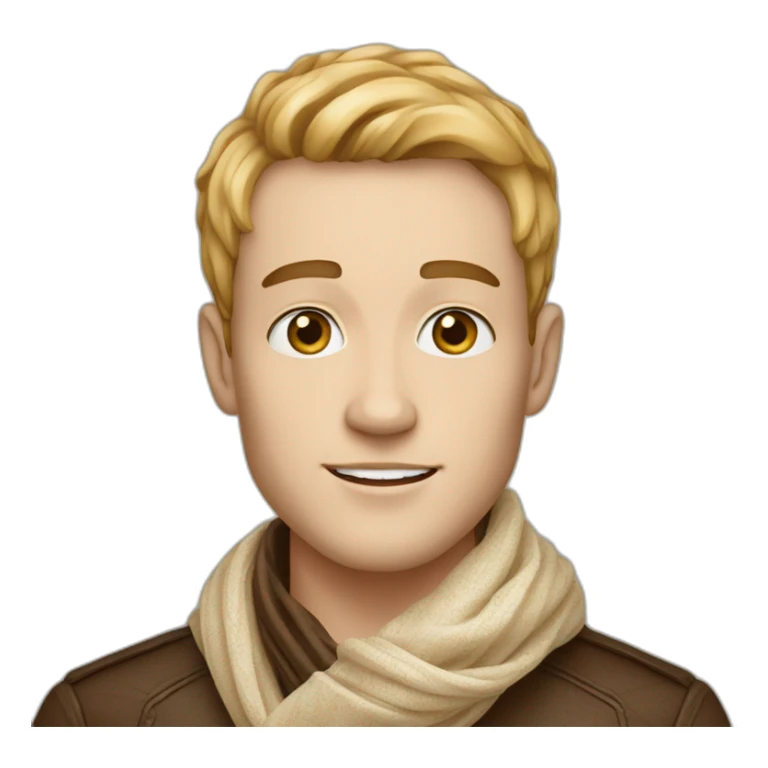 Makes a man wearing a Louis Vuitton scarf and who has white skin color sticker