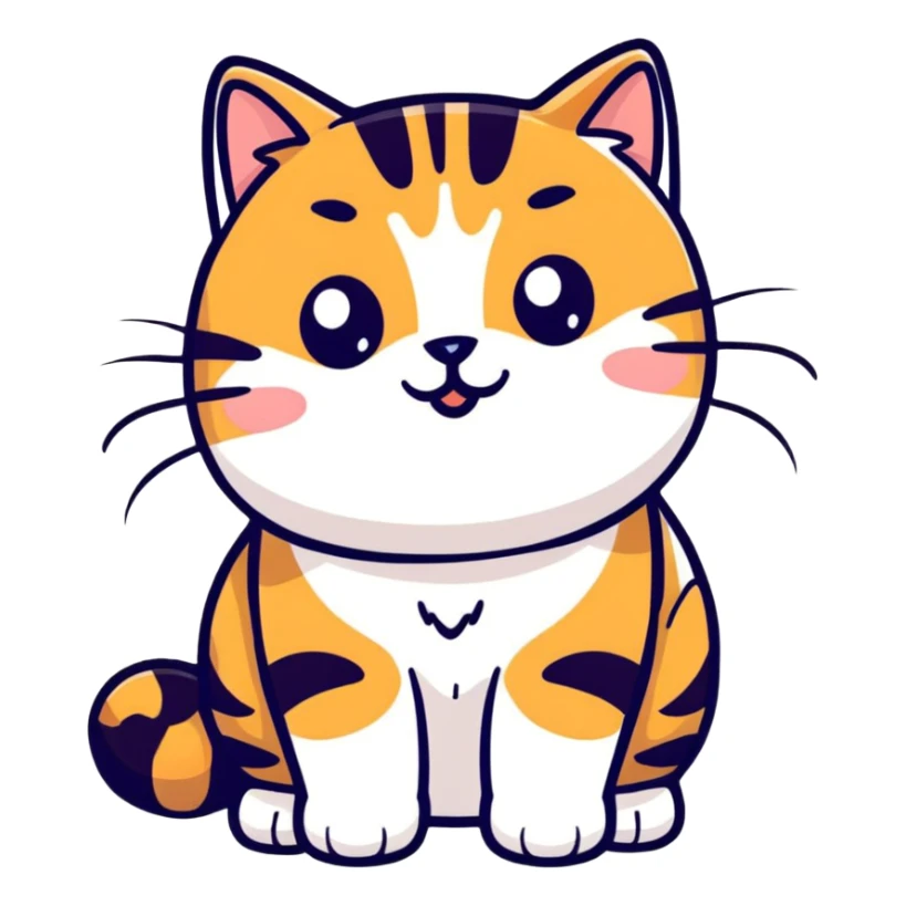 Cute tabby cat with white stomach, adorable expression, showing white belly fur sticker