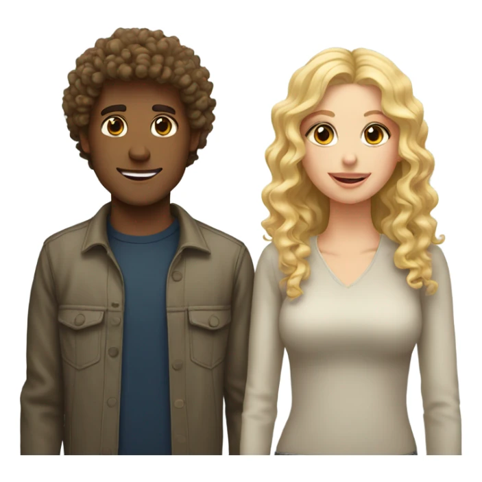 curly hair boyfriend and blonde girlfriend  sticker