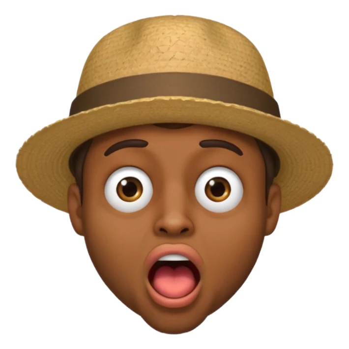 homme créole réunionnais  étonné  bouche ouverte avec chapeau sticker