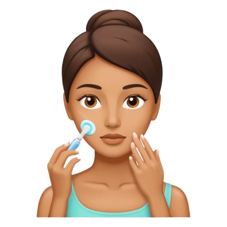 Perempuan lagi skincare (tapi yang lebih ketutup) fokus di muka sticker