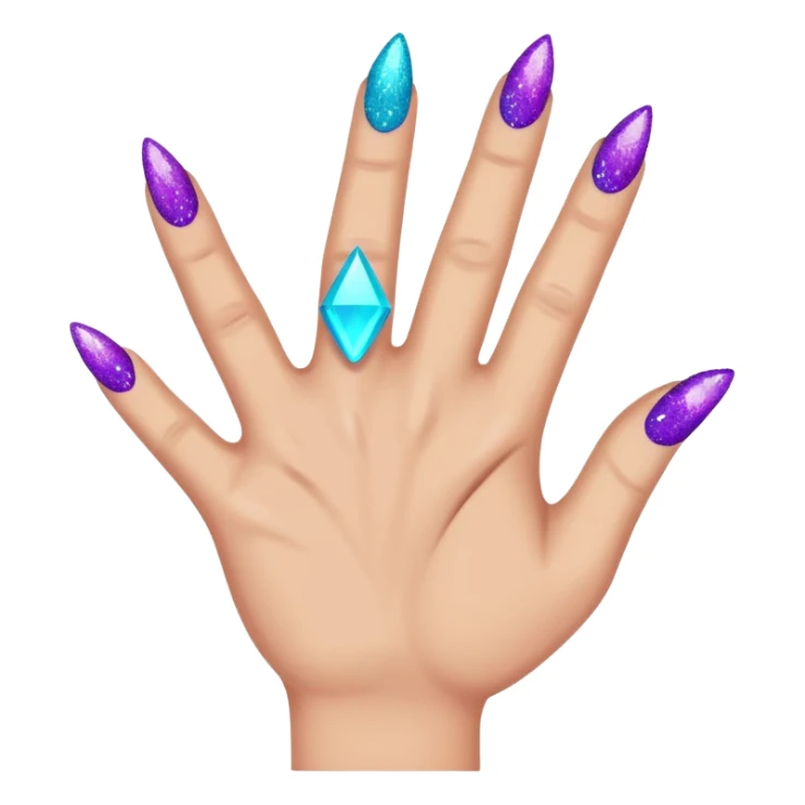 Glitter Roxo e Ciano Mão apontando para direita sticker