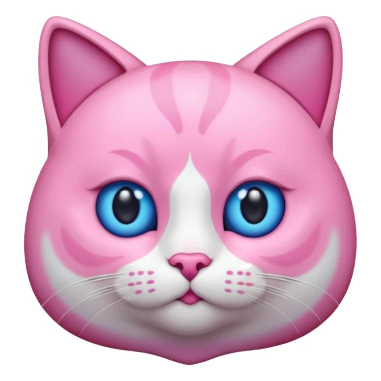 un emoji de lacara de un gato azul con rosa sorprendido sticker
