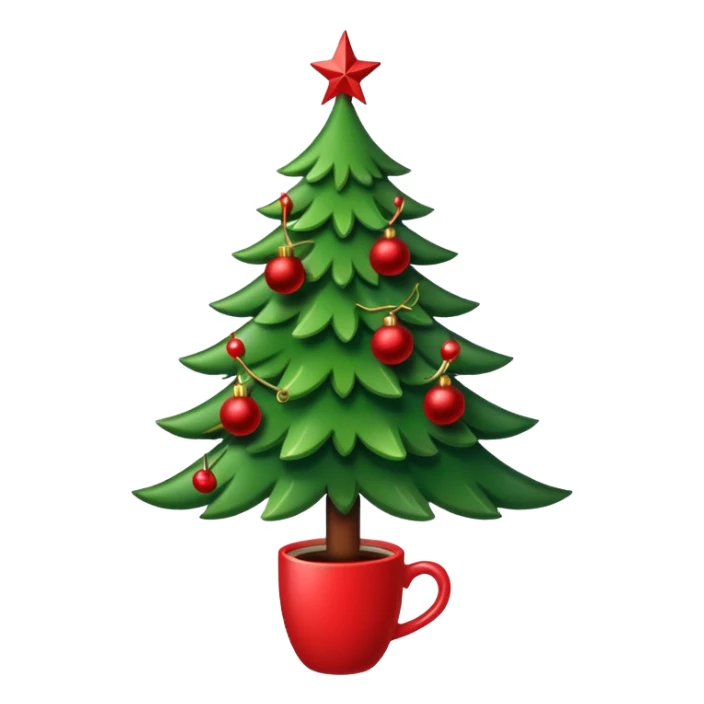 christmas tree with red balls and just the coffe stem down sticker