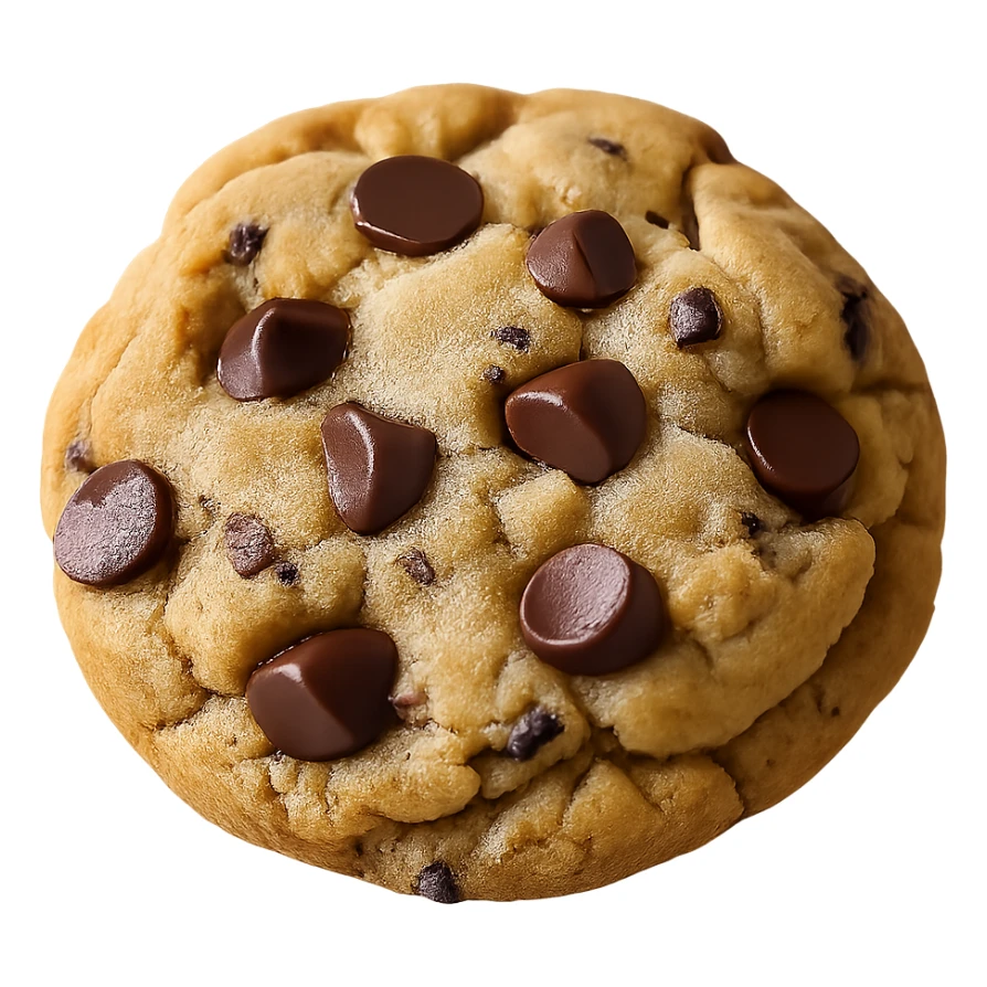 Remove the background and keep only the realistic chocolate chip cookie. Maintain photorealistic style with transparent background. sticker
