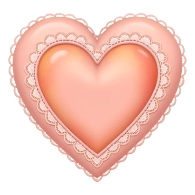 cute baby pink peach colored heart with lace trimming sticker
