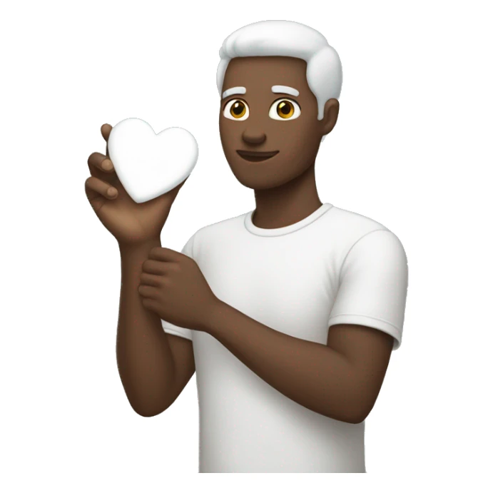 White heart in hand sticker