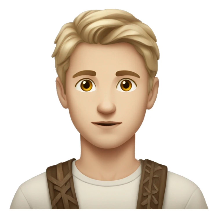 slavic white eyed young man with light brown hair and runic wearing sticker