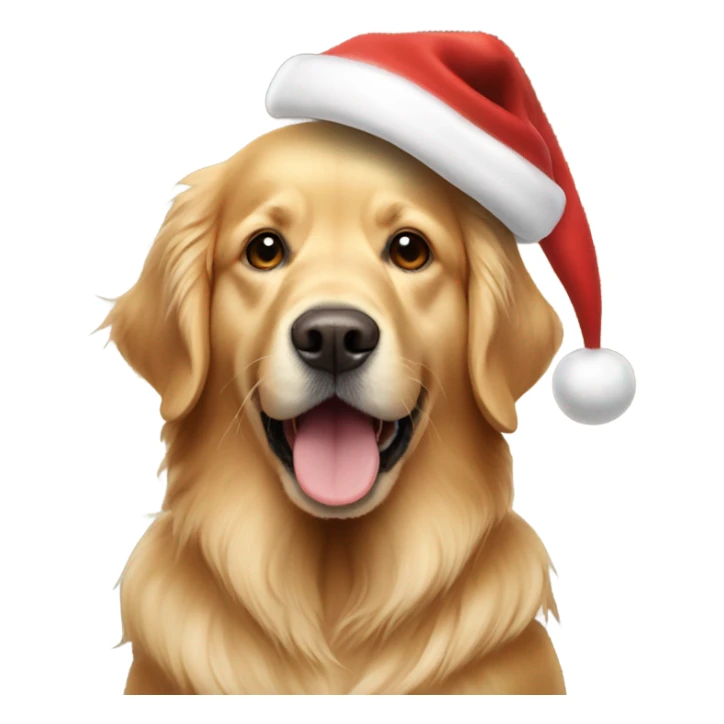 Golden retriever wearing Santa hat sticker