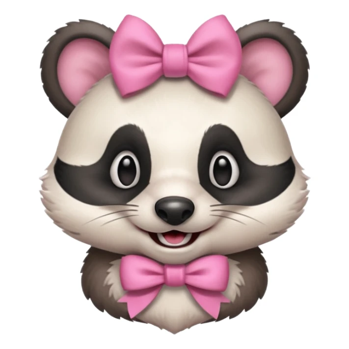 happy badger with a pink bow, portrait, bust up sticker