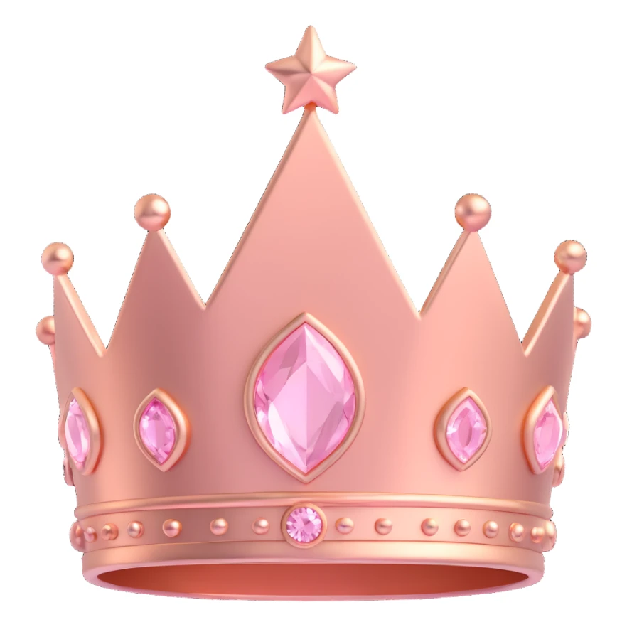 rose gold crown, metallic, soft pink, minimal background, simpler modern crown sticker