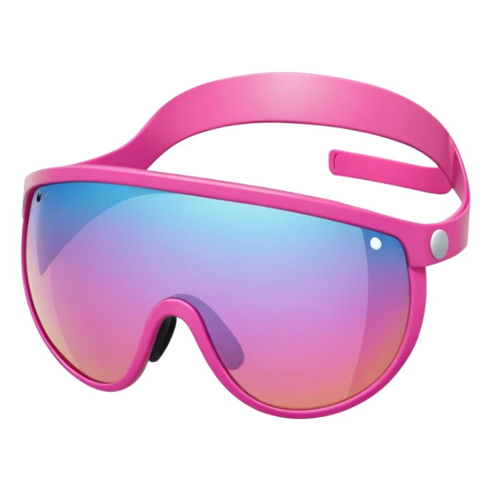 sporty pink shield visor sunglasses with thick frame, one-piece lens sticker