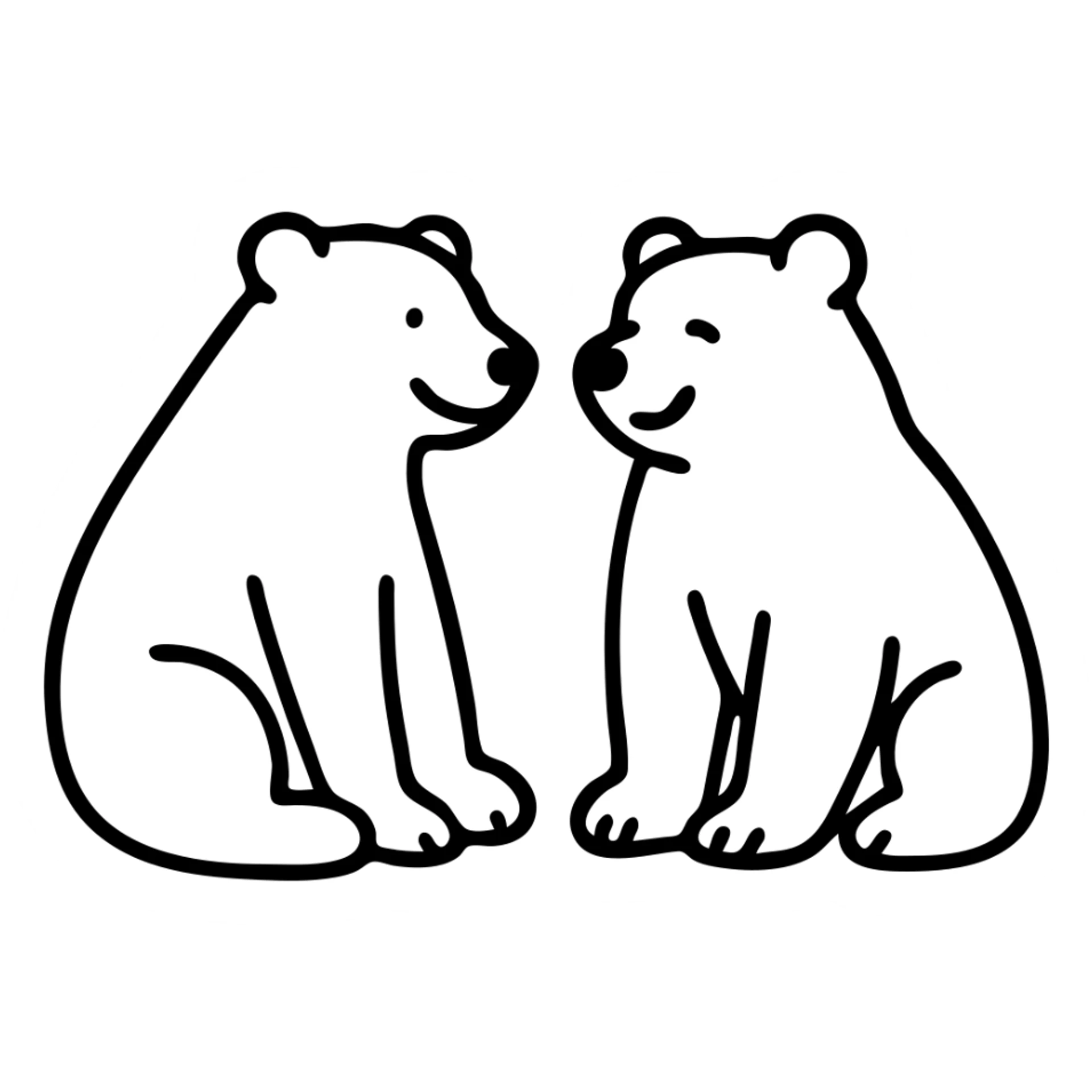 Two bears - a polar bear and a brown bear - sitting together and smiling at each other sticker