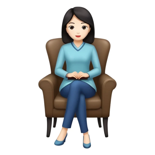 asian lady sitting in chair sticker