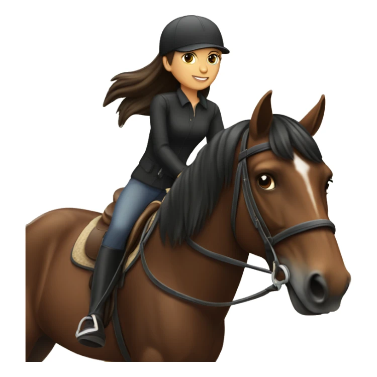 Girl on horseback dark bay horse sticker