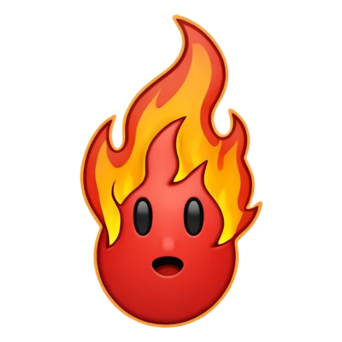 Minimalist emoji-style sticker of a bold exclamation mark surrounded by small flames or cracks. Black and dull red color palette, no outline.
 sticker