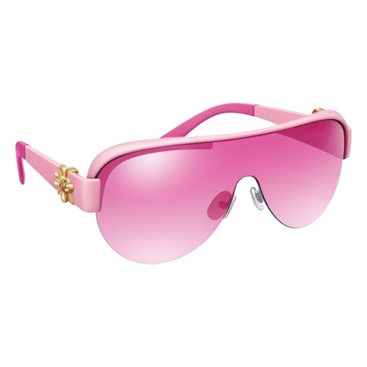 pink visor sunglasses with small decorative elements, fashion forward Y2K style sticker
