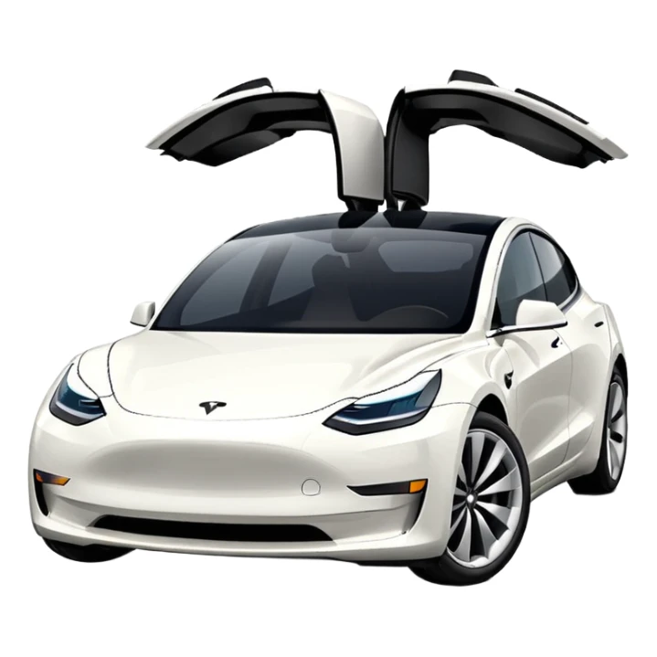 Tesla model 3 white. Icon. In a hurry. No wings  sticker