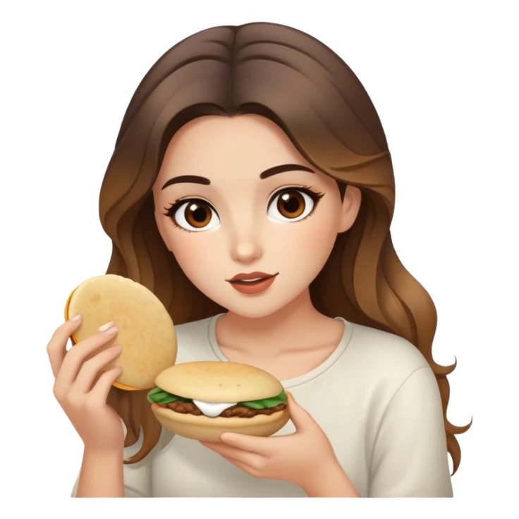 Chica bella con cabello balayage y ojos marrones comiendo arepa sticker