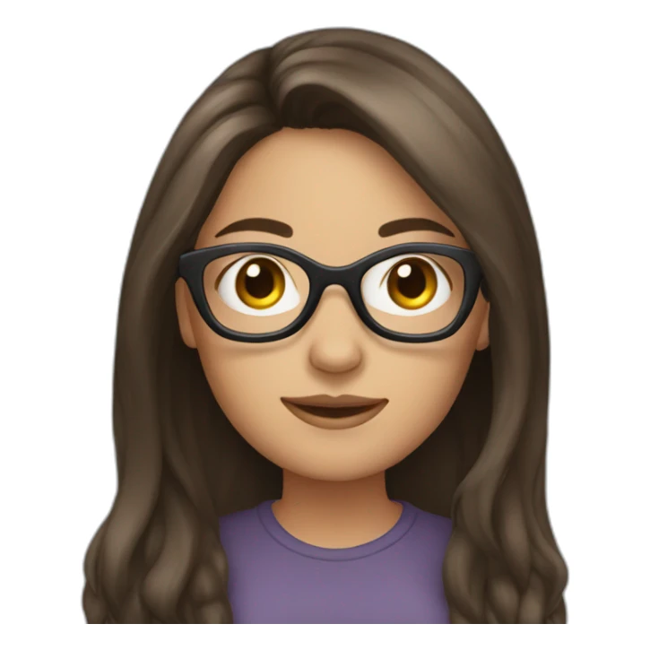 Brunette girl with long hair wearing glasses sticker