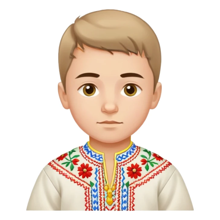 Ukrainian boy in traditional embroidered vyshyvanka shirt sticker