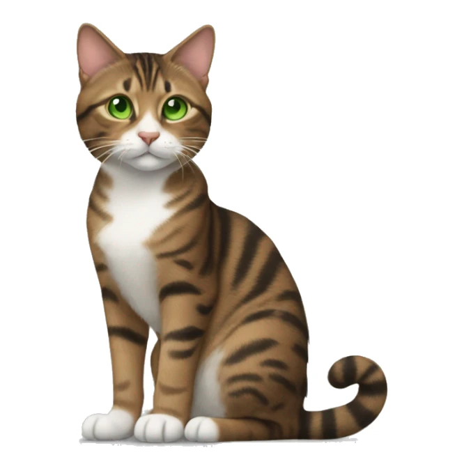 brown tabby cat with white chest and paws with green eyes sticker