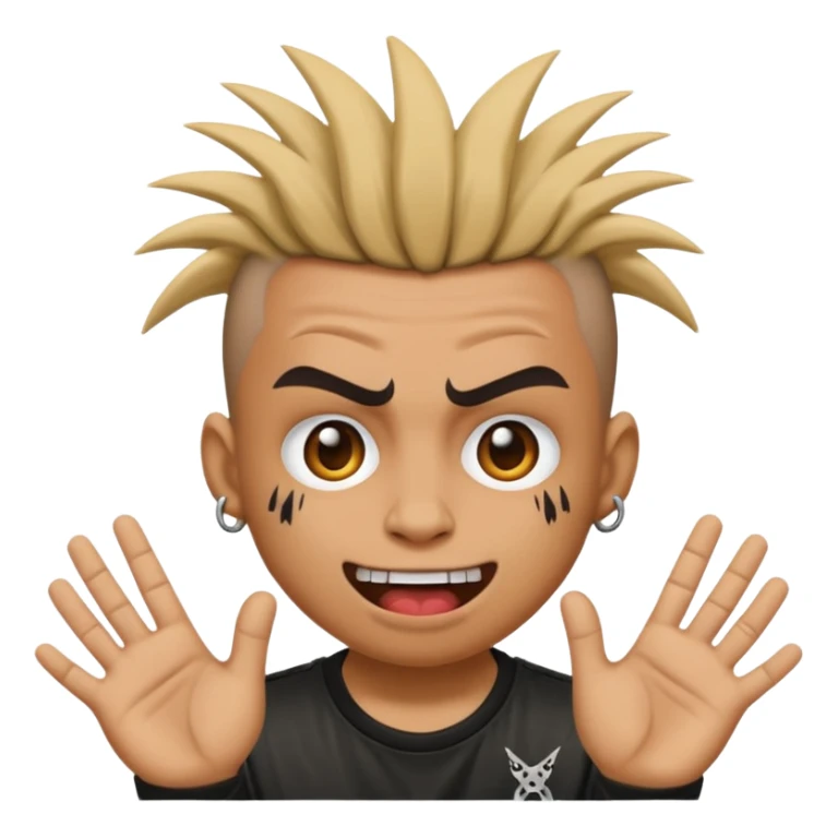 punk emoji, hardcore rock face emoji with hands sticker