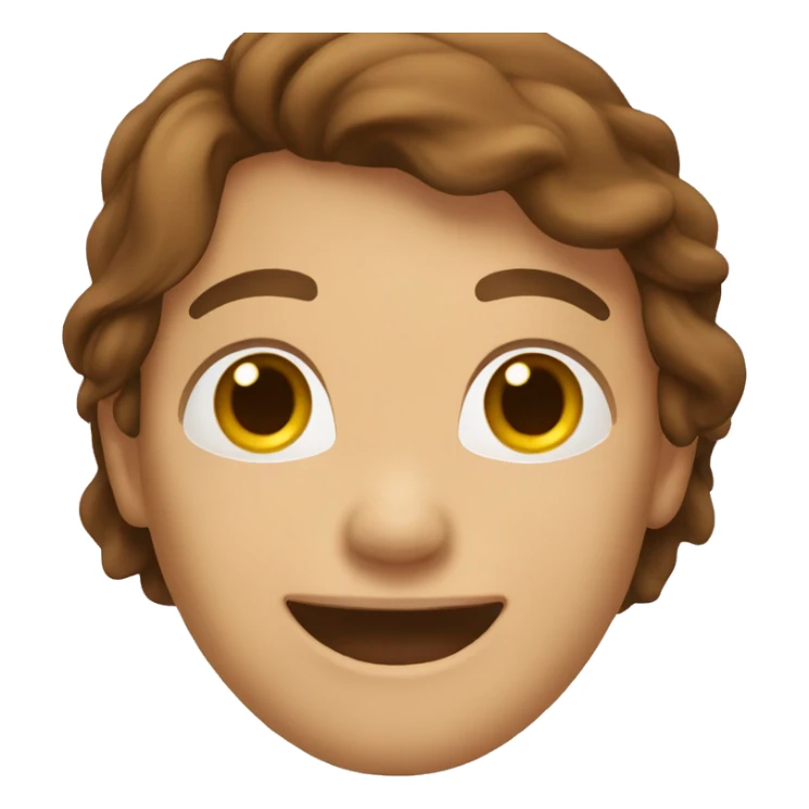 emoji brown hair with happy face, no body sticker