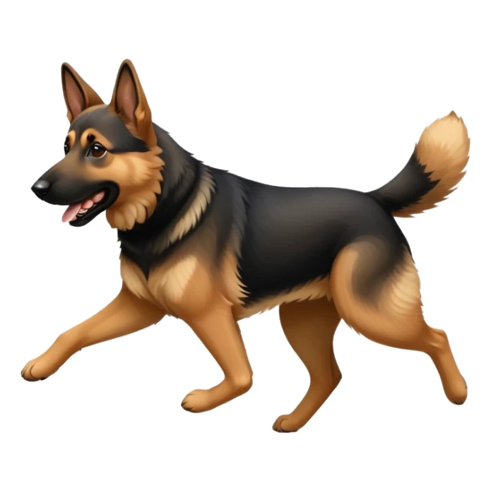 Adult Belgian and German Shepherd mix runs after a ball sticker