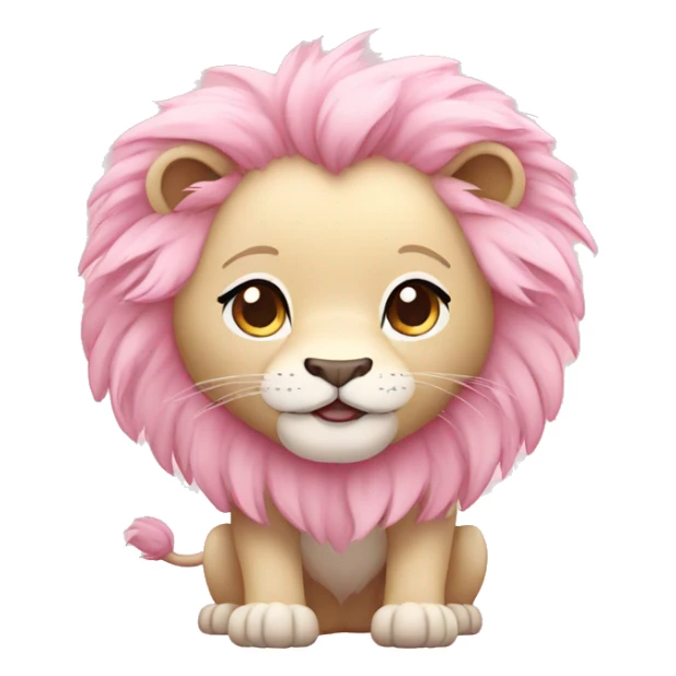 Pastel Pink Chibi Cartoon Lion sticker