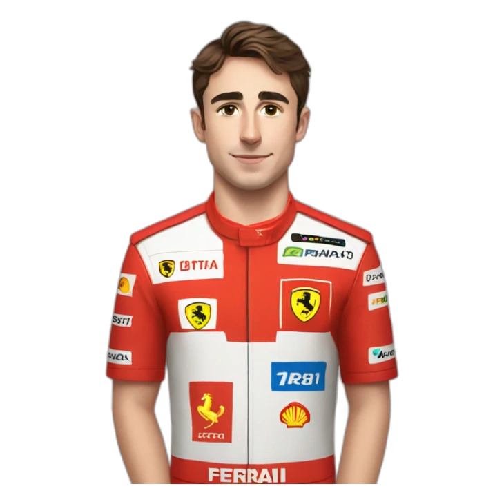 Charles Leclerc wearing a ferrari shirt sticker