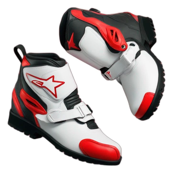 A pair of red alpinestar motocross boots  sticker