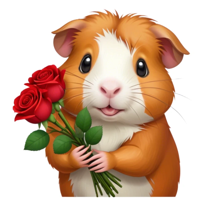 Guinea pig holding out a bouquet of roses sticker