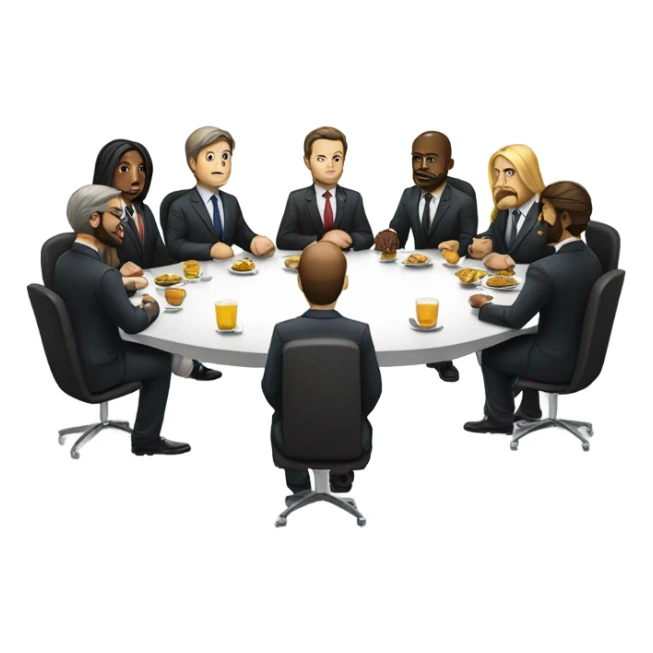 the last supper wearing suits in a modern office sticker