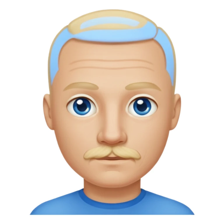 Man shaved head blue eyes blonde mustache sticker
