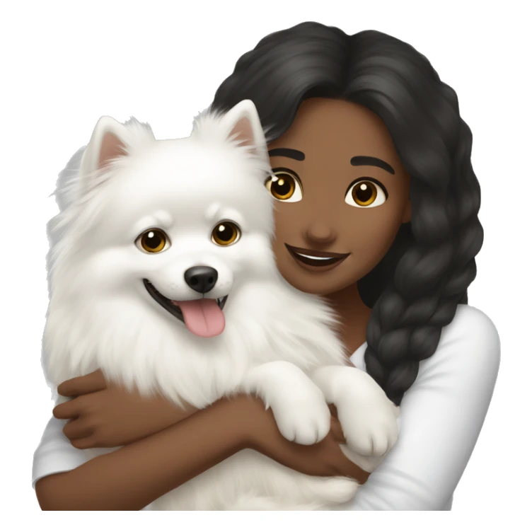 White skin girl hug white Pomeranian sticker