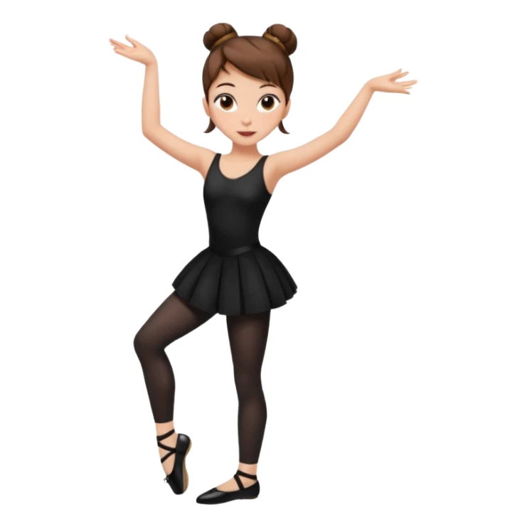 menina cabelos castanhos pele branca com coque vestida de roupas de jazz e sapatilhas pretas sticker
