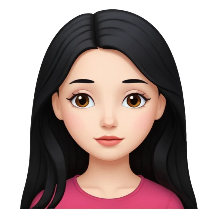 black-haired long hair white young girl looking in love sticker