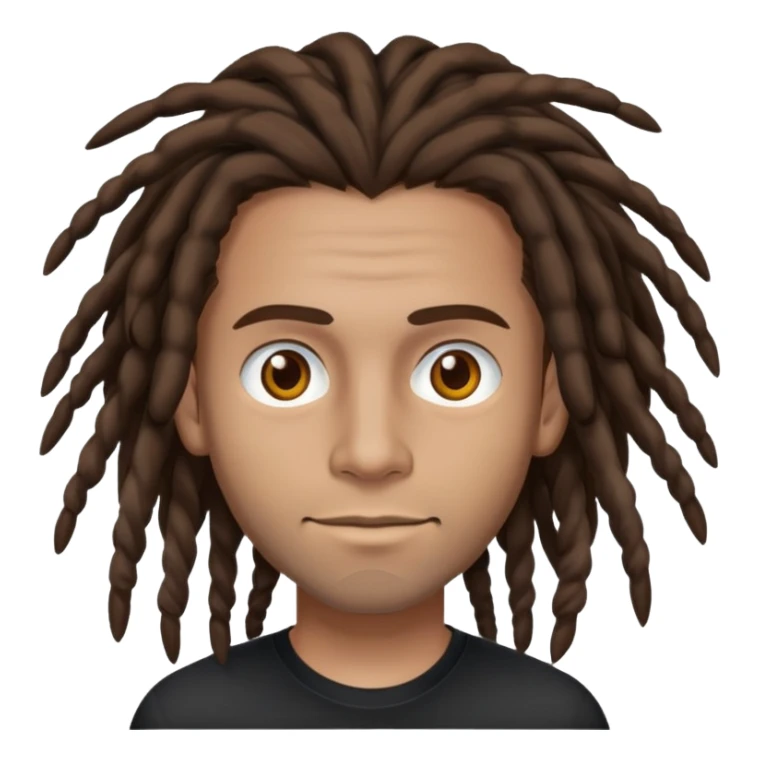 columbian tech man with brown hair, dreadlocks, brown eyes. No forehead wrinkles & black shirt. sticker